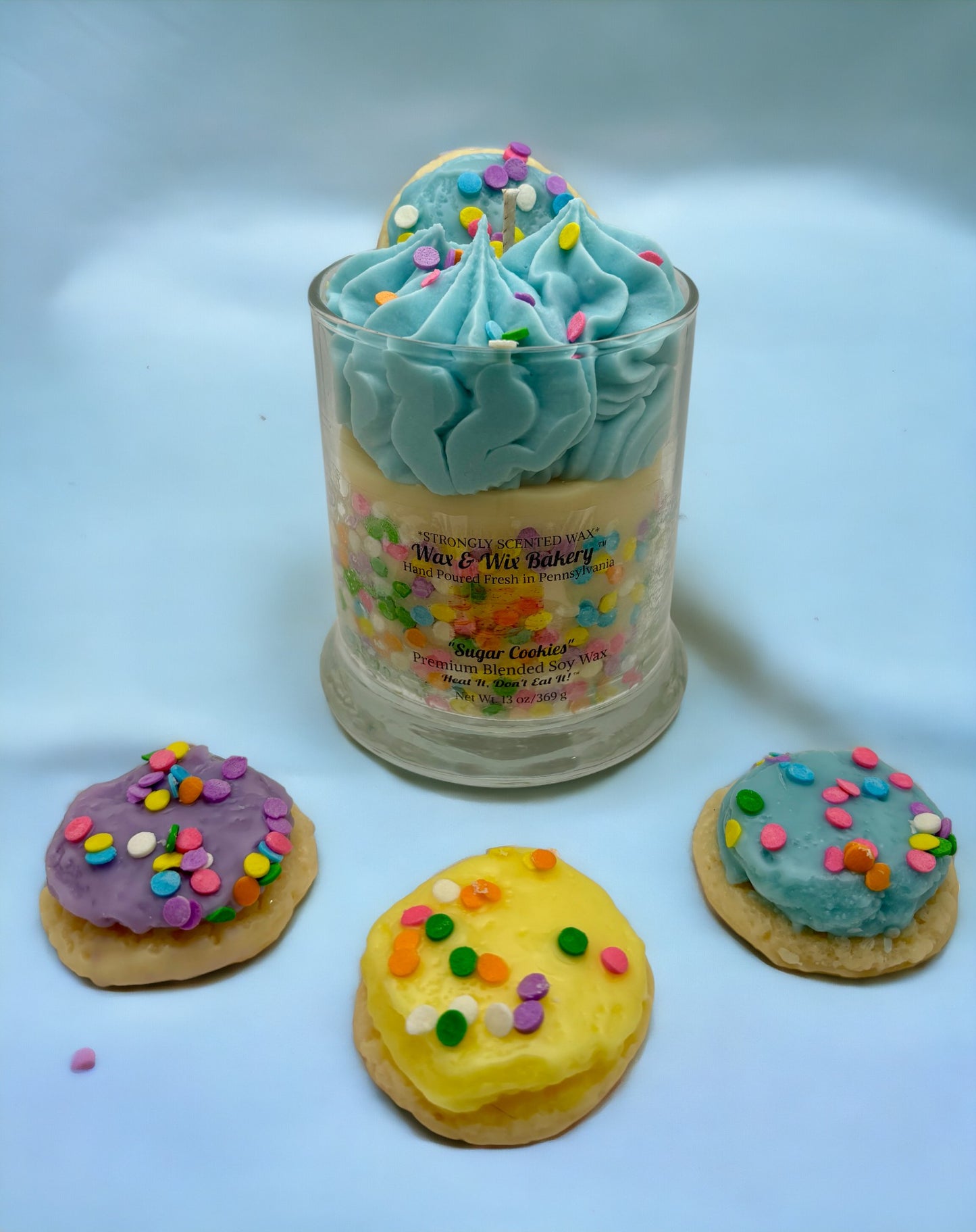 Blue Sugar Cookie Soy Wax Candle/Large 13oz Candle/Strong Scented Soy Wax Candle.