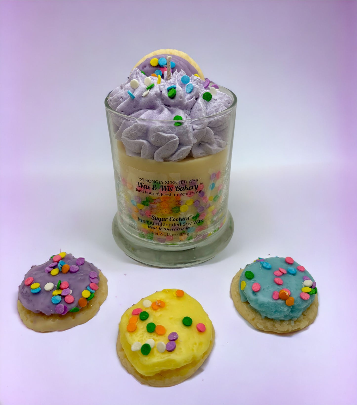 Frosted Sugar Cookie Soy Wax Candle/13oz Candle/6 Color Choices/Strong Scented Soy Wax Candle.