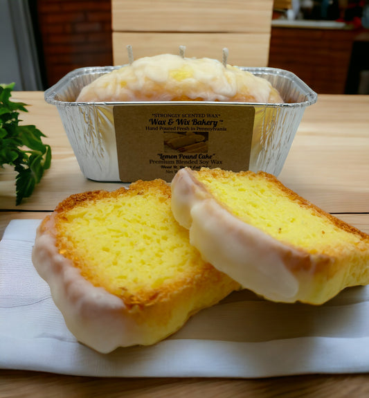 Large Glazed Lemon Pound Cake Candle. Bread Loaf Pan Candle. Soy Wax Candle. 3 Wick Candle. Strongly Scented Candle. 13 Ounce.