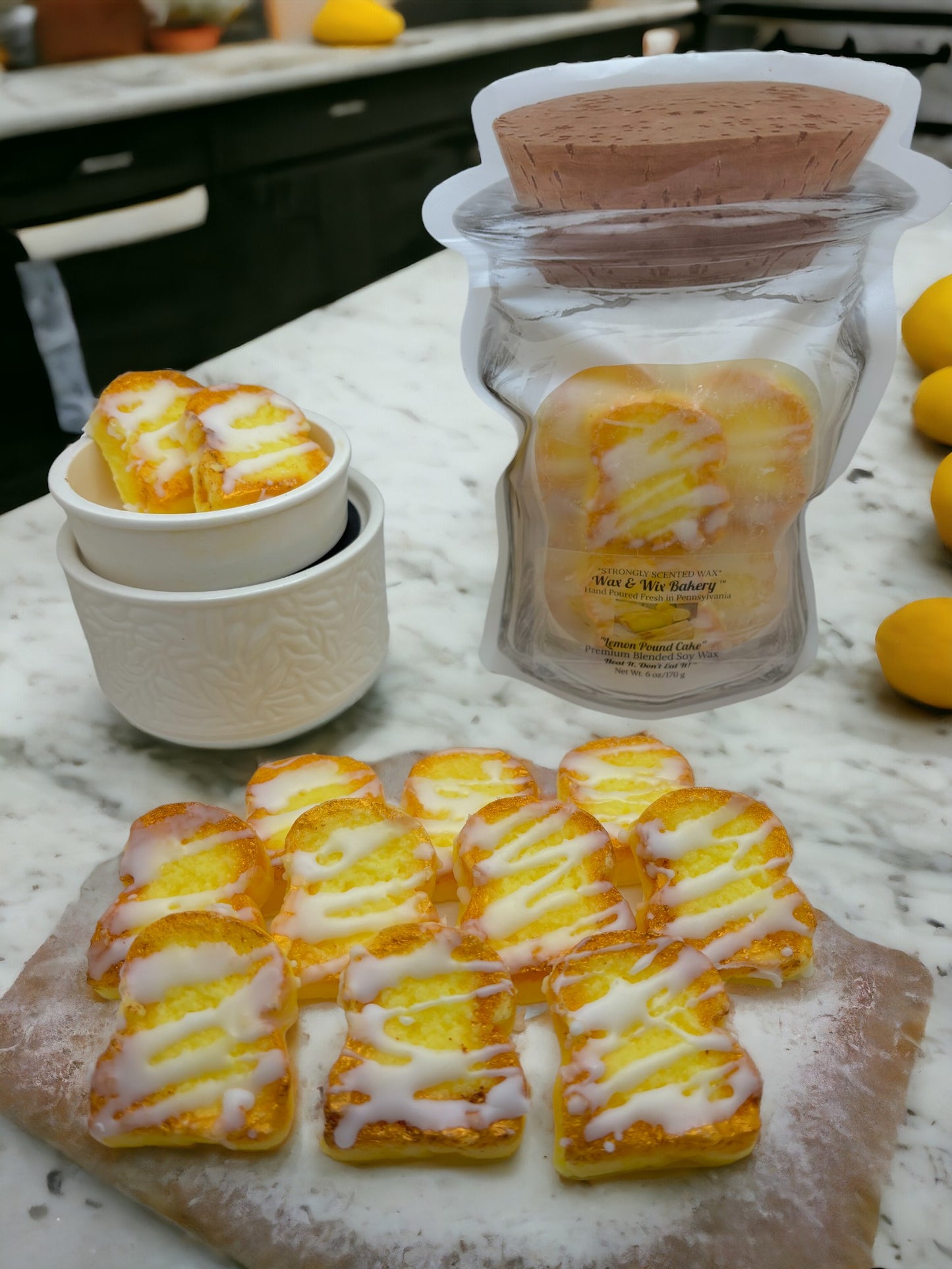 Glazed Lemon Pound Cake Wax Melts. 6 oz. Bread Wax Melts/Soy Wax Melts/Strongly Scented Wax Melts/10 Pieces