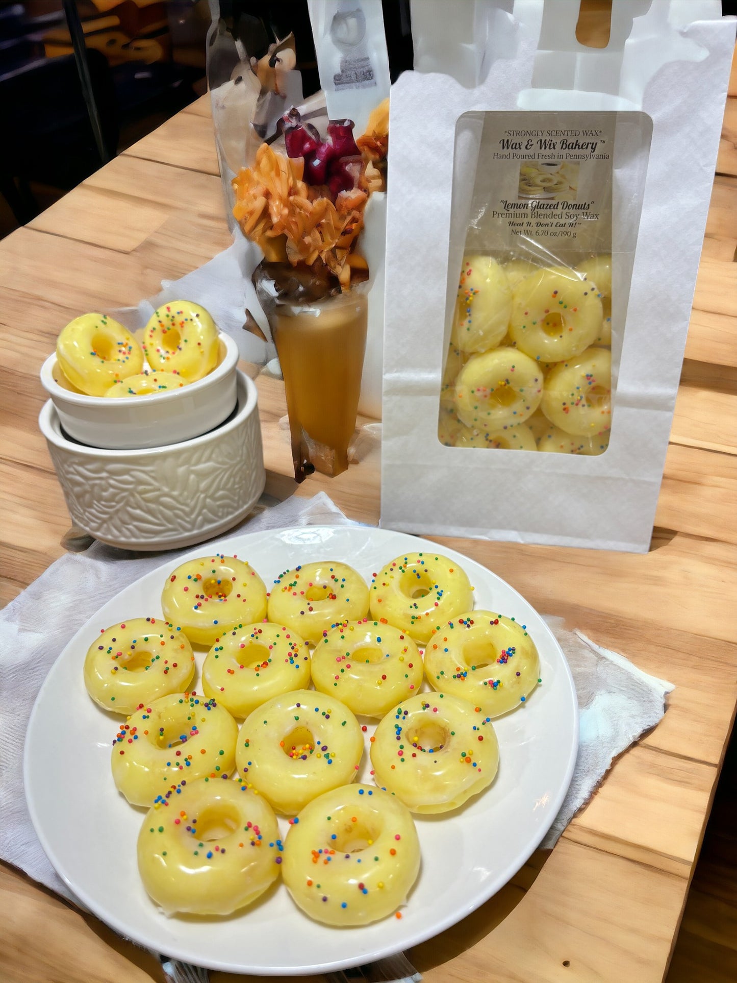 Glazed Lemon Mini Donut Wax Melts. 1 Full Dozen. 6.70 oz. Donut Wax Melts/12 Donuts