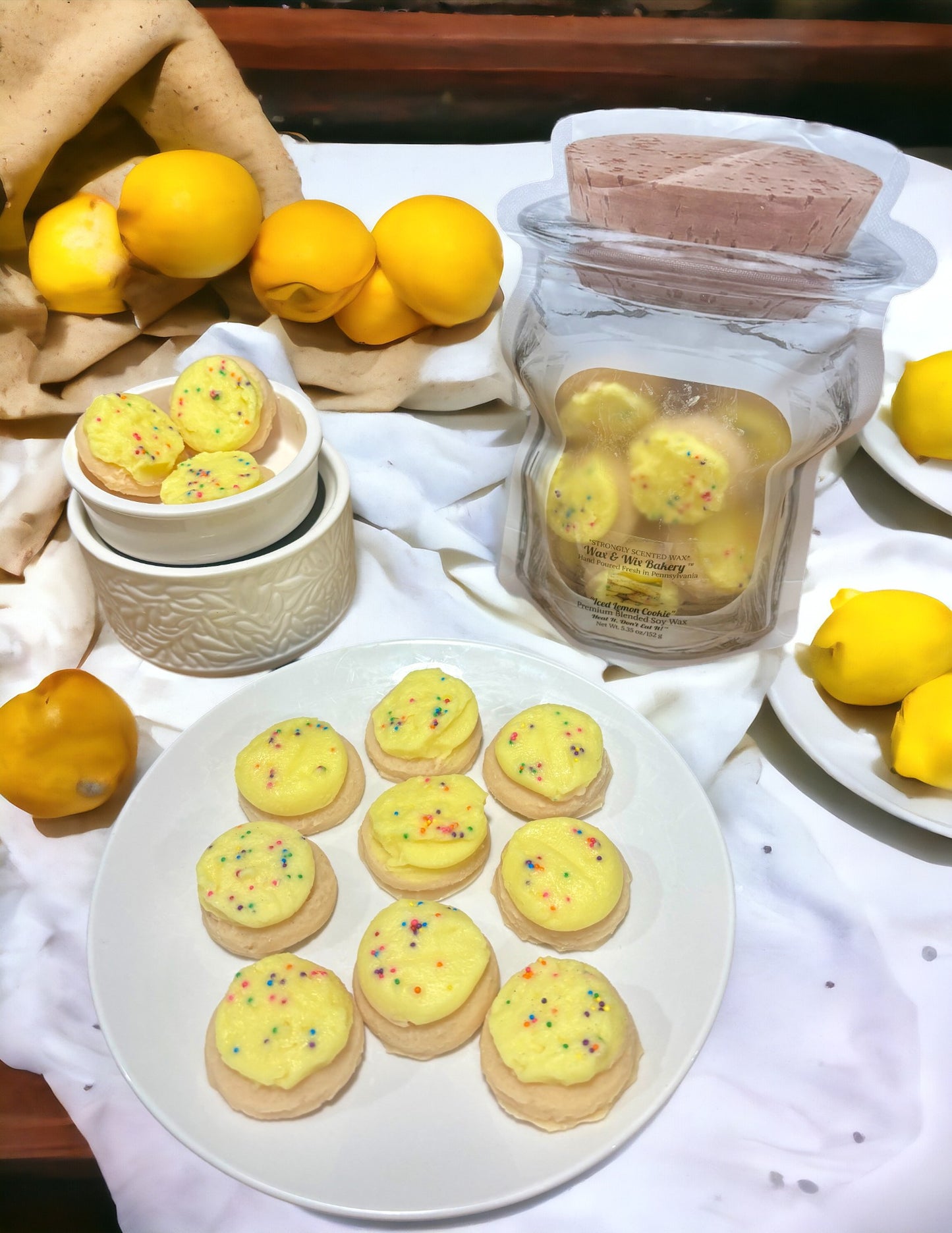 Frosted Lemon Cookie Wax Melts. 5.35 oz. Cookie Wax Melts/Soy Wax Melts/Strongly Scented Wax Melts/9 Cookies