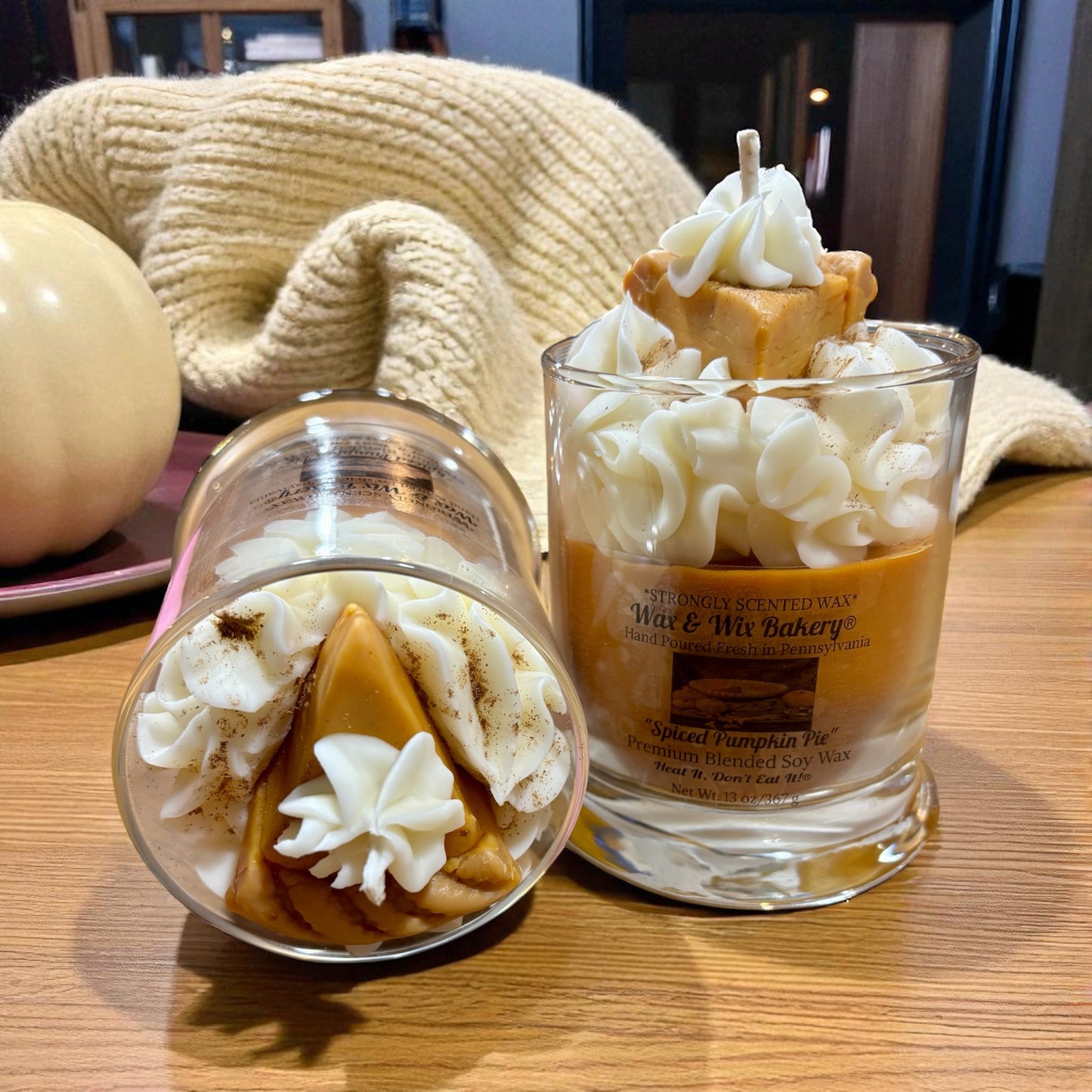Spiced Pumpkin Pie Candle 13oz. Soy Candle/Strong Scented Candle/Pumpkin Candle/Holiday Candle/Fall Candle.