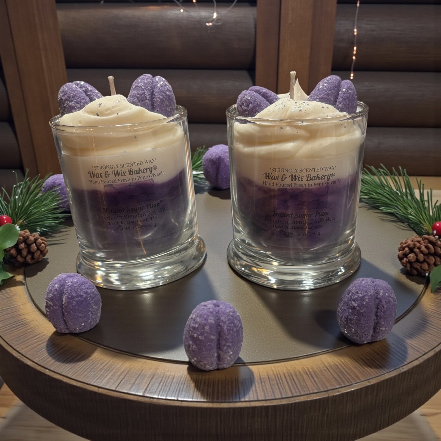 Frosted Sugar Plum Candle. 13oz. Soy Candle/Strong Scented Candle/Holiday Candle/Winter Candle