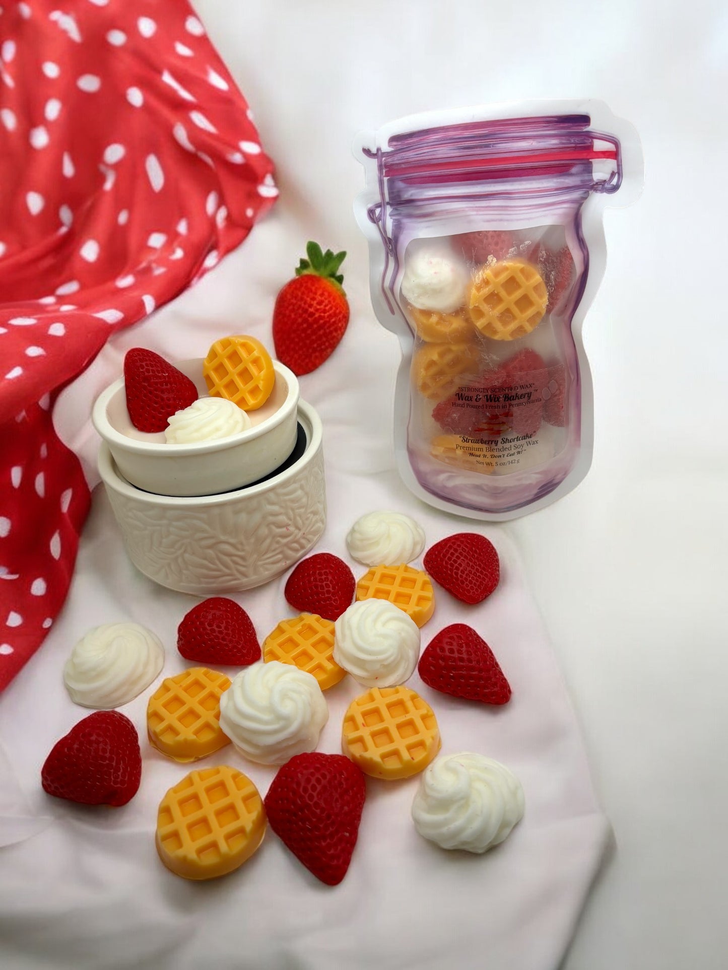 Strawberry Shortcake Wax Melts/Strawberry/ Summer Wax Melts/Soy Wax Melts/Strongly Scented Wax Melts/Wax Tarts for Wax Warmers. 5 oz.