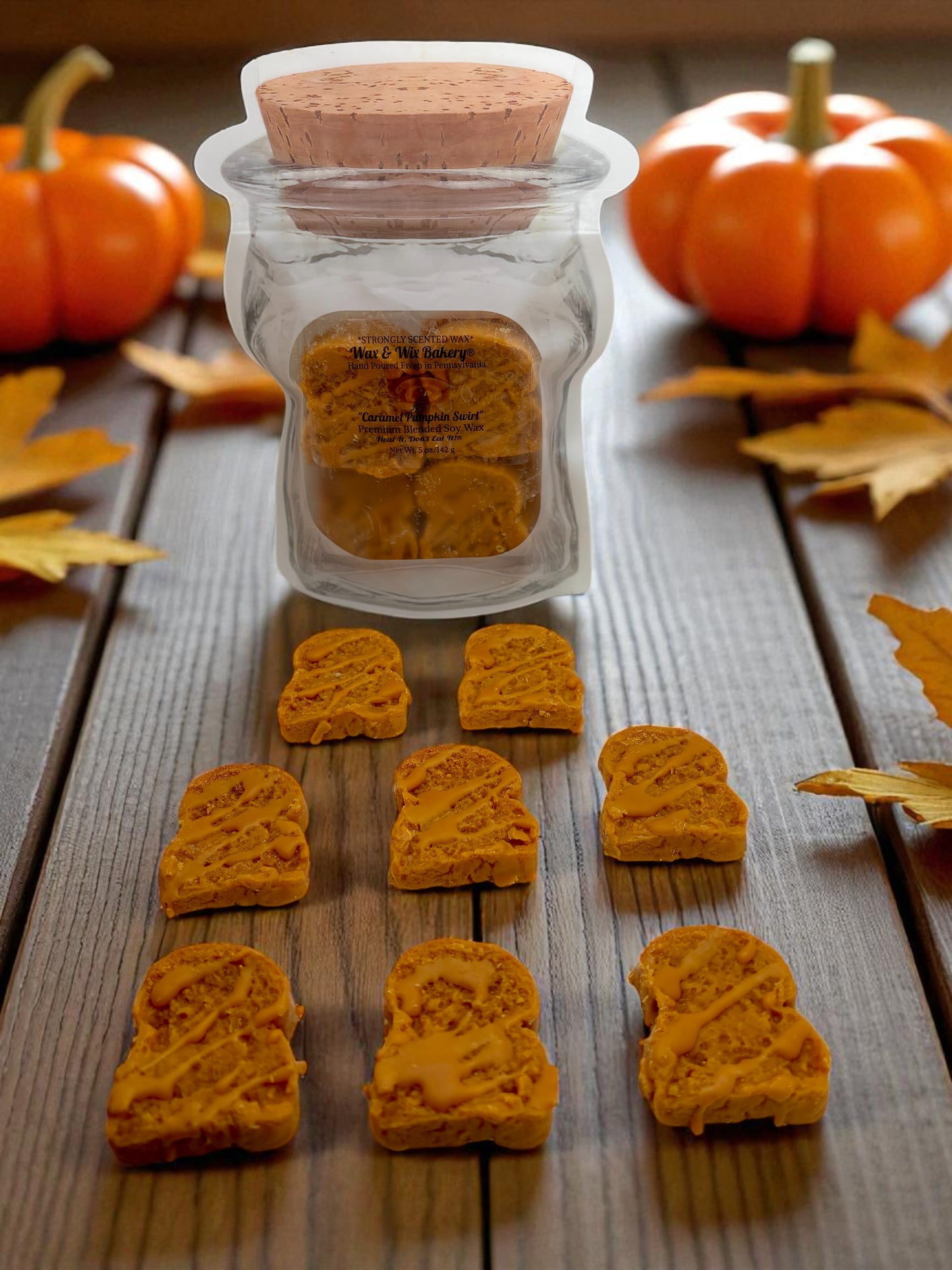 Caramel Pumpkin Swirl Bread Wax Melts. 5 oz. Bread Wax Melts/Soy Wax Melts/Strongly Scented Wax Melts/Wax Tarts for Wax Warmers/ 8 Pieces.