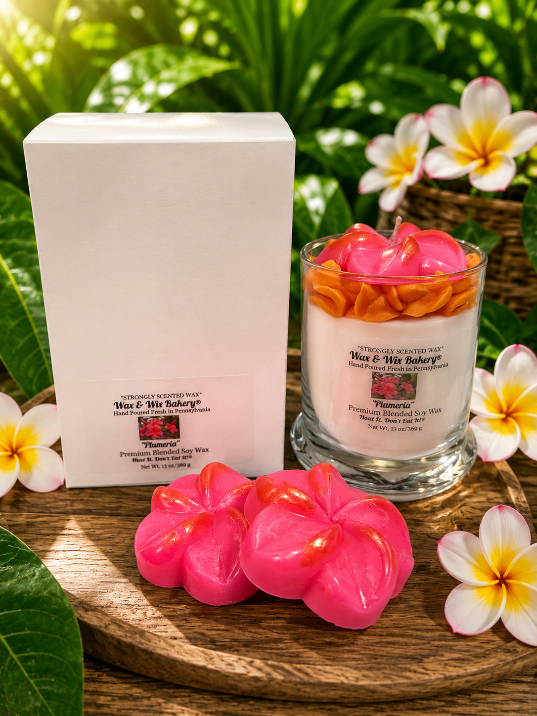 Plumeria Flower Candle. Large 13 oz. Soy Candle. Spring Summer Candle/Strongly Scented Candle/Flower Candle