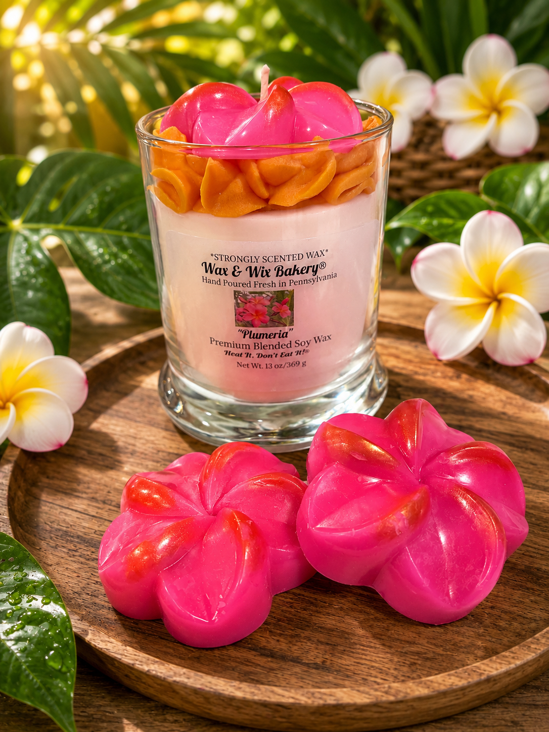 Plumeria Flower Candle. Large 13 oz. Soy Candle. Spring Summer Candle/Strongly Scented Candle/Flower Candle