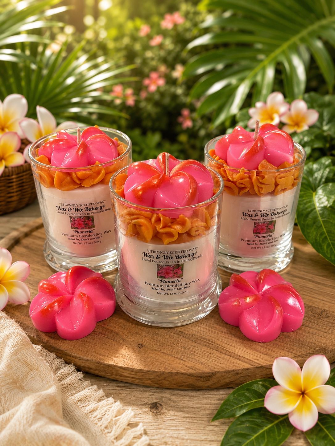 Plumeria Flower Candle. Large 13 oz. Soy Candle. Spring Summer Candle/Strongly Scented Candle/Flower Candle