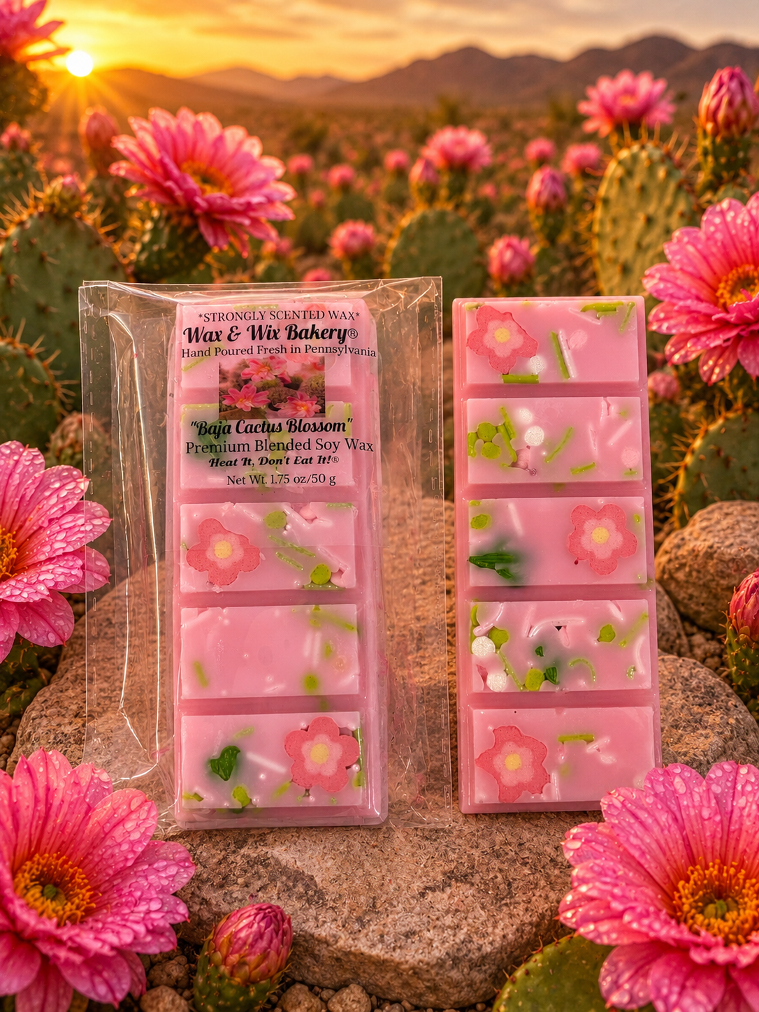 Baja Cactus Blossom Wax Melt Snap Bar. 1.75 oz. Spring/Summer Wax Melts/Wax Snapbar Wax Melts/Soy Wax Melts/Strongly Scented Wax Melts