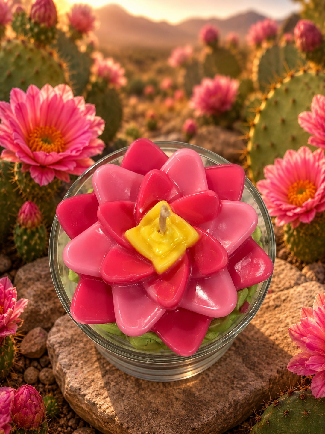 Baja Cactus Blossom Candle. Large 13 oz. Soy Candle/Spring Summer Candle. Cactus, Flower. Strongly Scented Soy Wax Candle