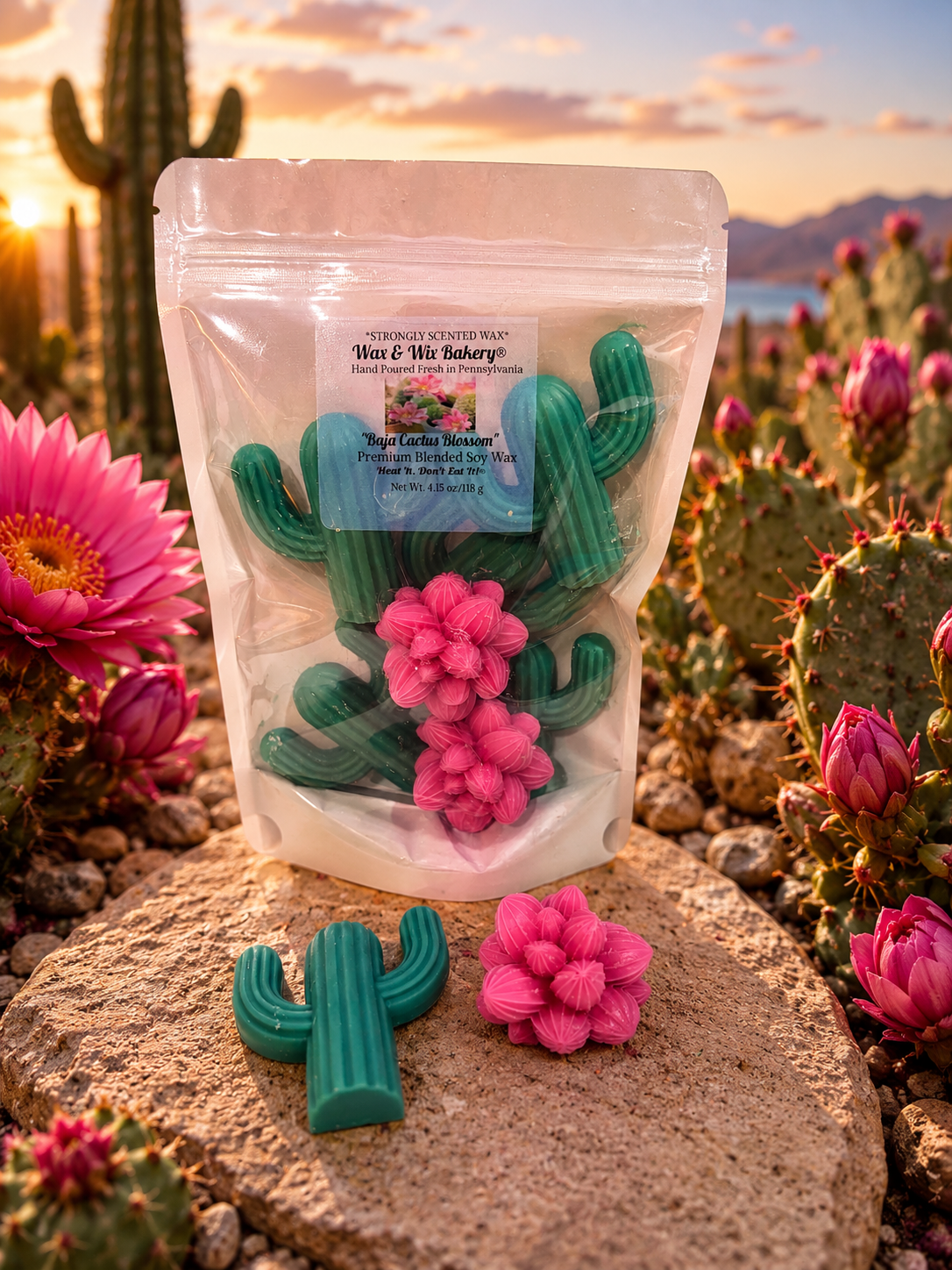 Baja Cactus Blossom Wax Melts. 4.15 oz. Spring/Summer Wax Melts/Flower Wax Melts/Soy Wax Melts/Strongly Scented Wax Melts