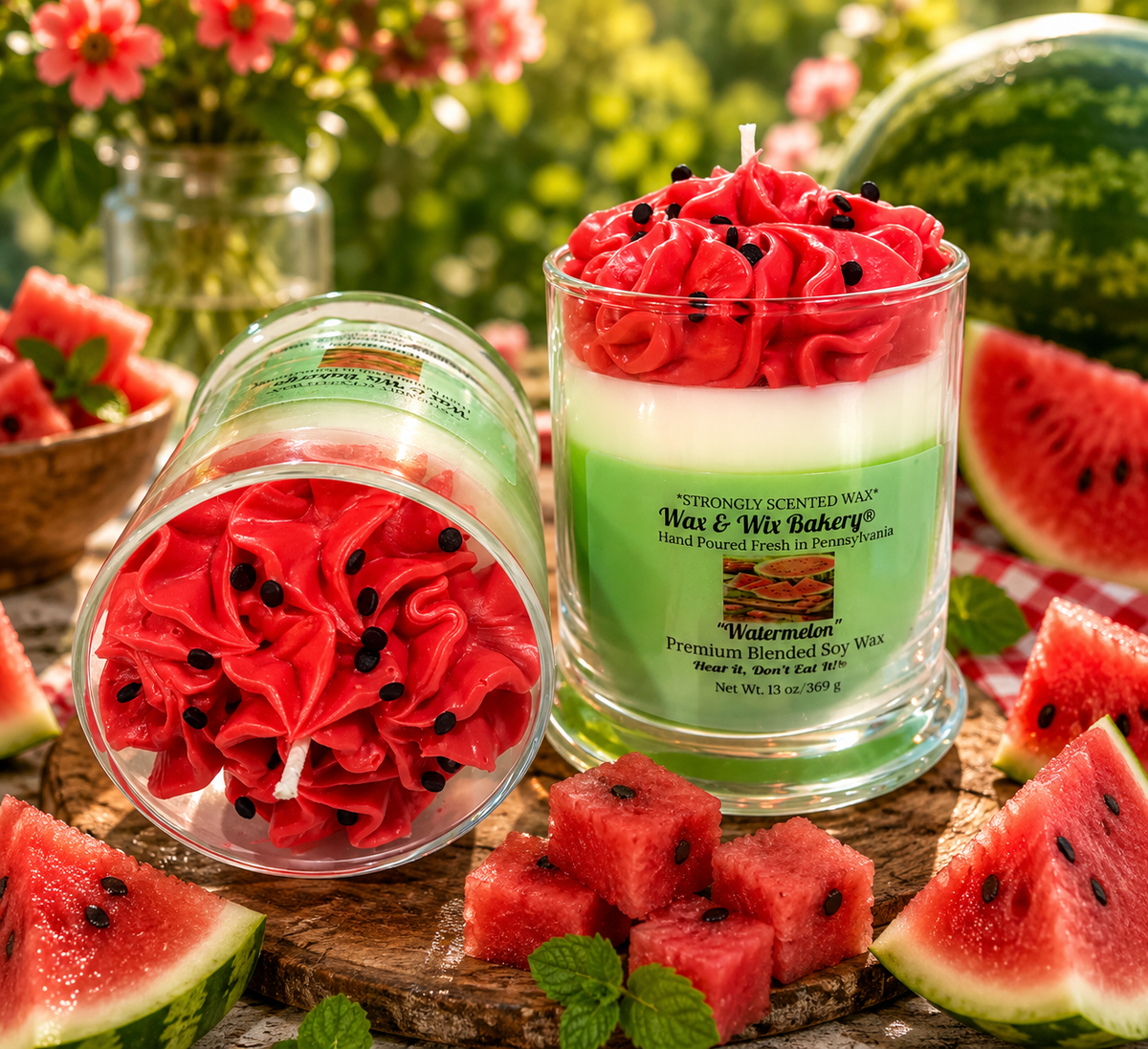 Watermelon Candle. 13 oz. Soy Candle. Fruit Candle. Summer Candle. Strongly Scented Candle. Food Inspired Candle