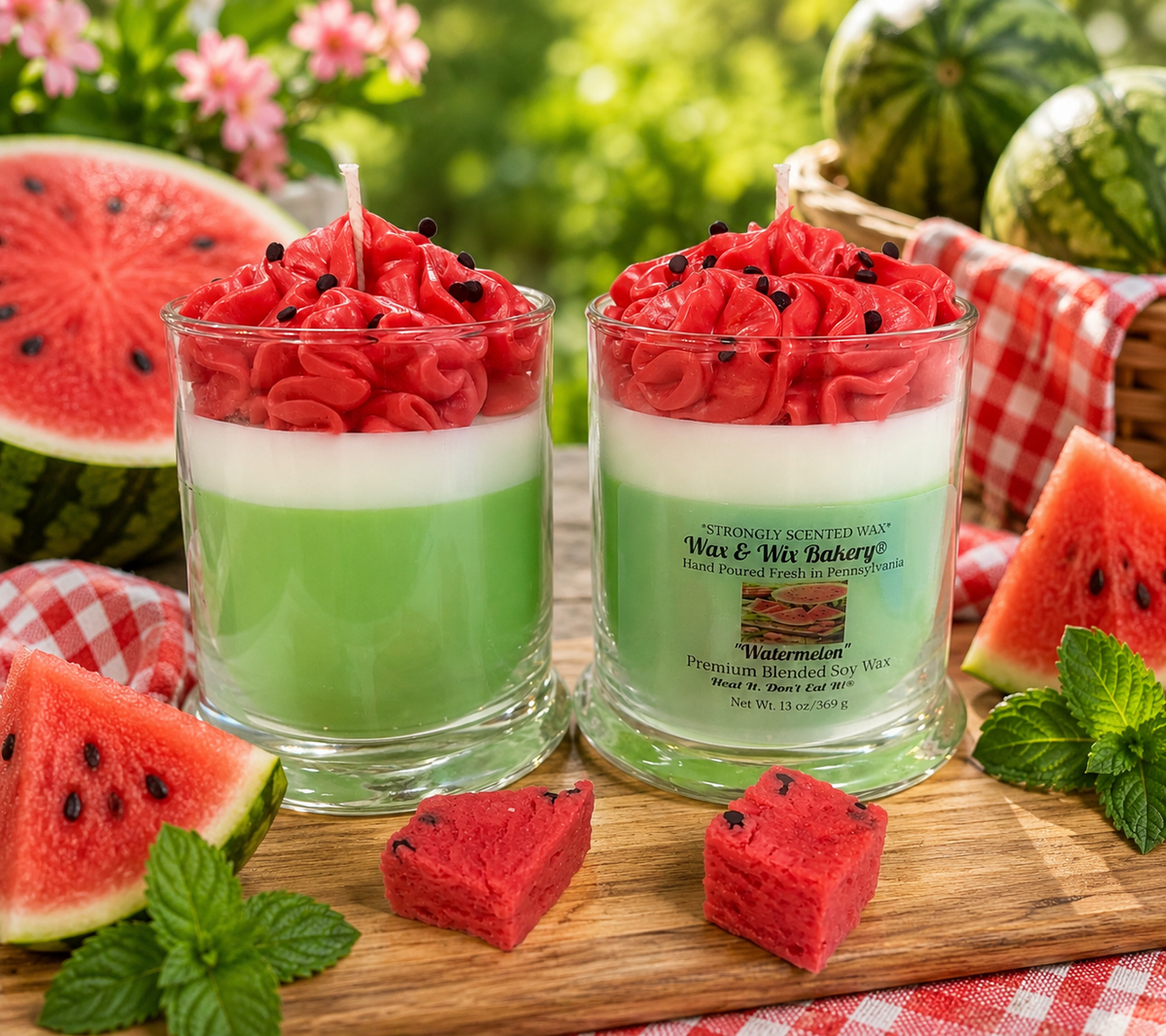 Watermelon Candle. 13 oz. Soy Candle. Fruit Candle. Summer Candle. Strongly Scented Candle. Food Inspired Candle