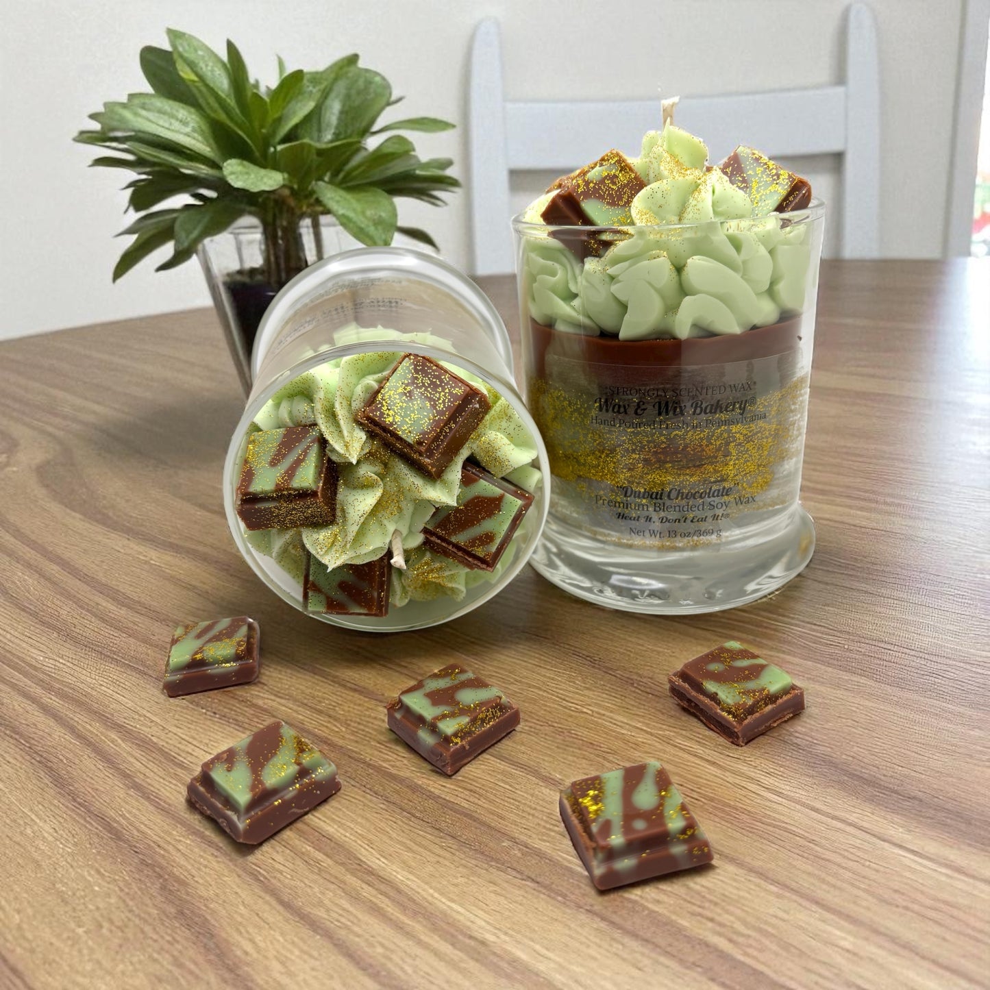 Dubai Chocolate Luxury Candle. Large 13 oz. Soy Candle/Chocolate/Pistachio. Strongly Scented Candle/Dessert Candle