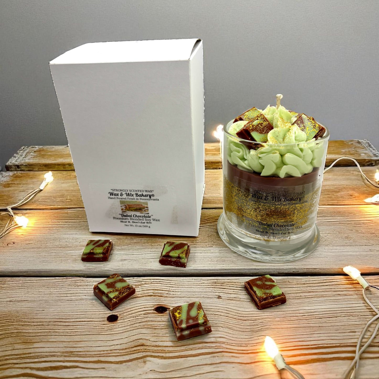 Dubai Chocolate Luxury Candle. Large 13 oz. Soy Candle/Chocolate/Pistachio. Strongly Scented Candle/Dessert Candle