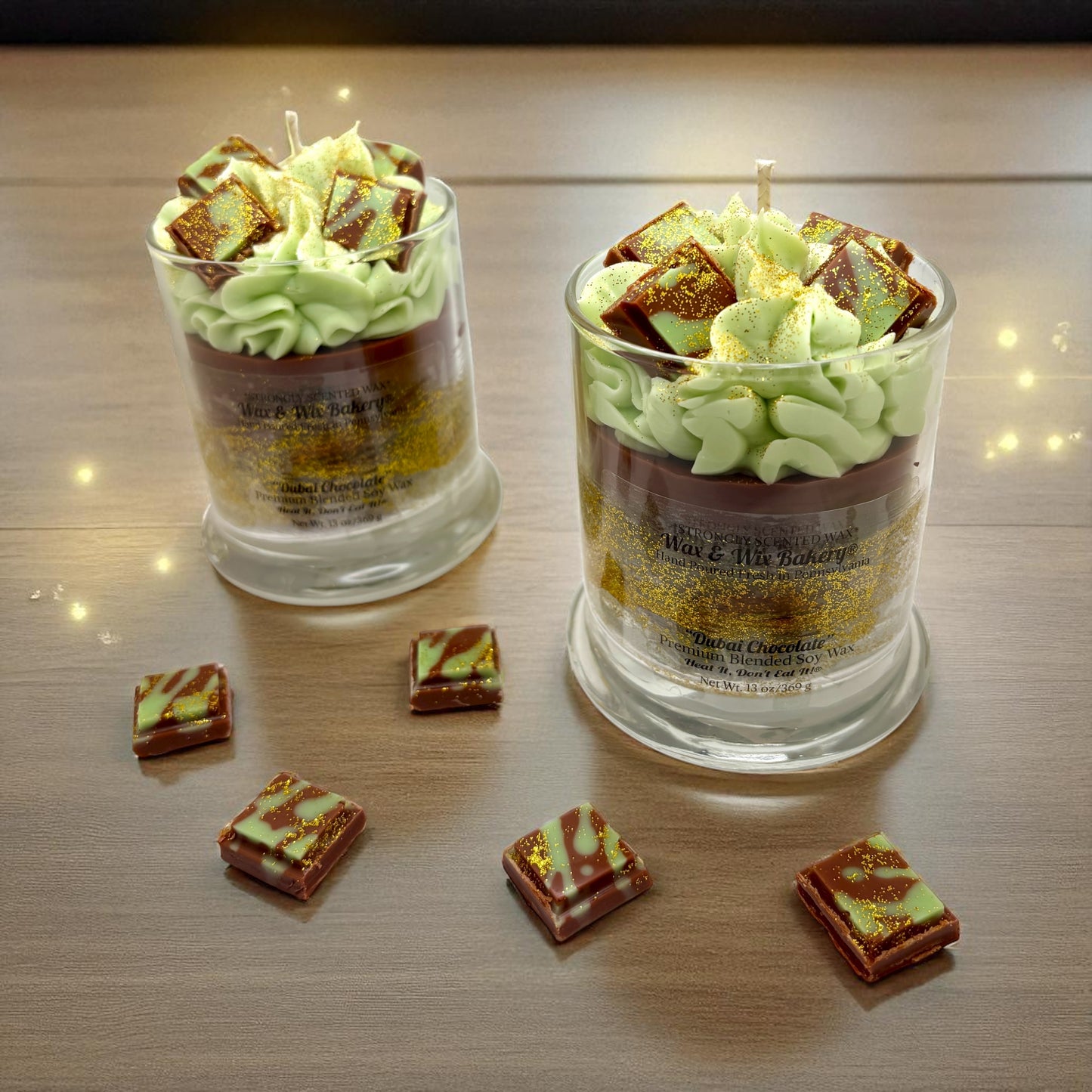 Dubai Chocolate Luxury Candle. Large 13 oz. Soy Candle/Chocolate/Pistachio. Strongly Scented Candle/Dessert Candle