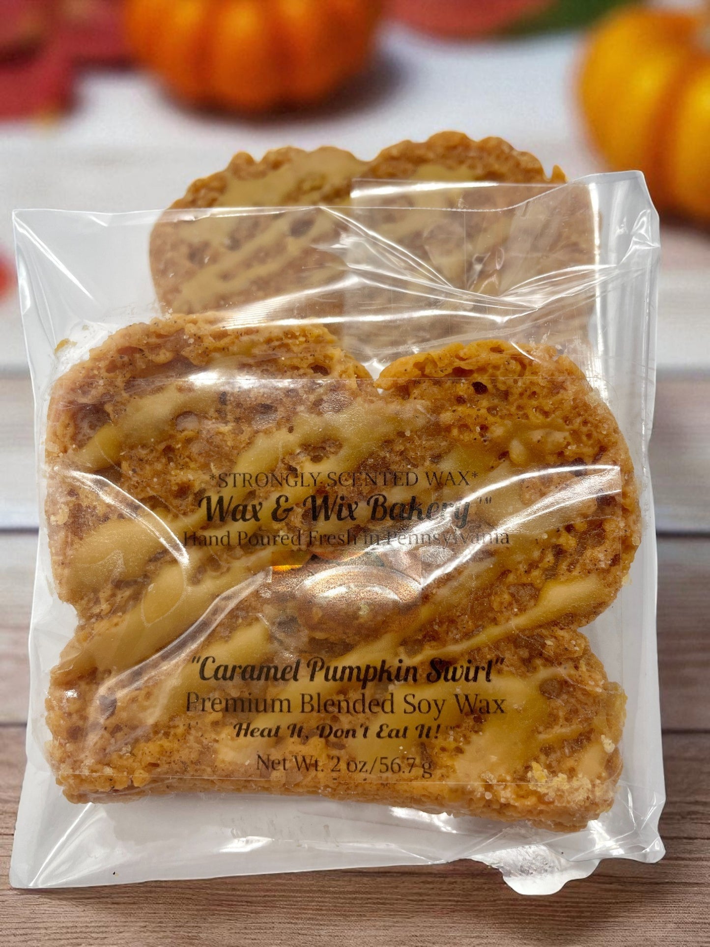 Caramel Pumpkin Swirl Bread Wax Melts. 4 oz. Bread Wax Melts/Soy Wax Melts/Strongly Scented Wax Melts/Wax Tarts for Wax Warmers/. 2 Pieces.
