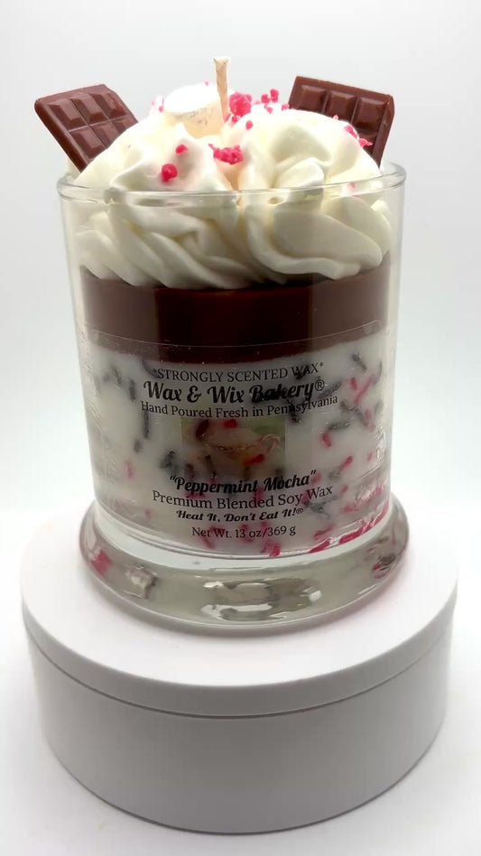 Peppermint Mocha Candle. 13 oz. Soy Candle/Chocolate/Marshmallows. Strongly Scented Candle/Christmas Candle/Holiday Candle/Winter Candle