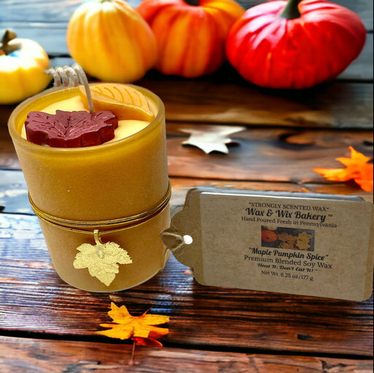 Maple Pumpkin Spice Candle/Soy Candle/6.25oz./Fall Leaves/Strongly Scented Soy Candle/Holiday Candle/Fall Candle/Gift Candle/Home Decor