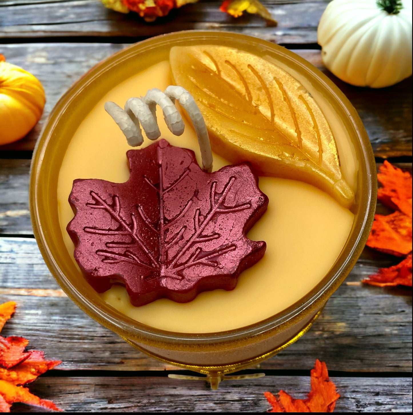 Maple Pumpkin Spice Candle/Soy Candle/6.25oz./Fall Leaves/Strongly Scented Soy Candle/Holiday Candle/Fall Candle/Gift Candle/Home Decor