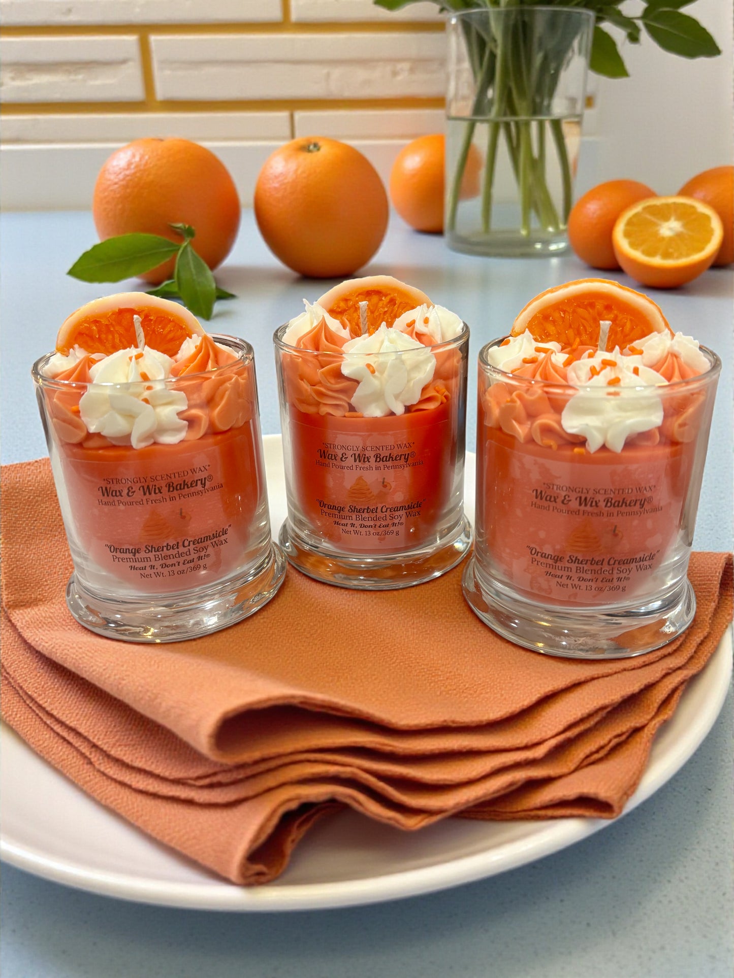 Orange Sherbet Creamsicle Candle. 13 oz. Soy Candle/Oranges, Ice Cream. Strongly Scented Candle. Dessert Candle/Food Candle
