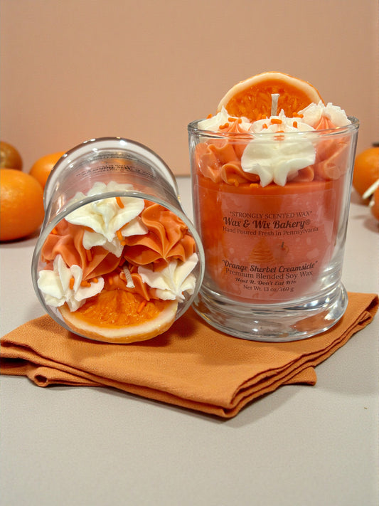 Orange Sherbet Creamsicle Candle. 13 oz. Soy Candle/Oranges, Ice Cream. Strongly Scented Candle. Dessert Candle/Food Candle