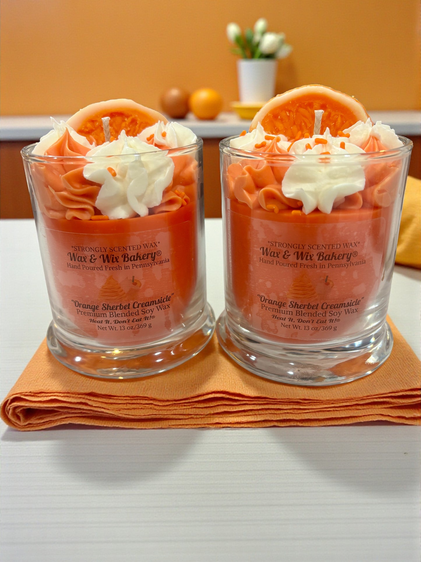 Orange Sherbet Creamsicle Candle. 13 oz. Soy Candle/Oranges, Ice Cream. Strongly Scented Candle. Dessert Candle/Food Candle
