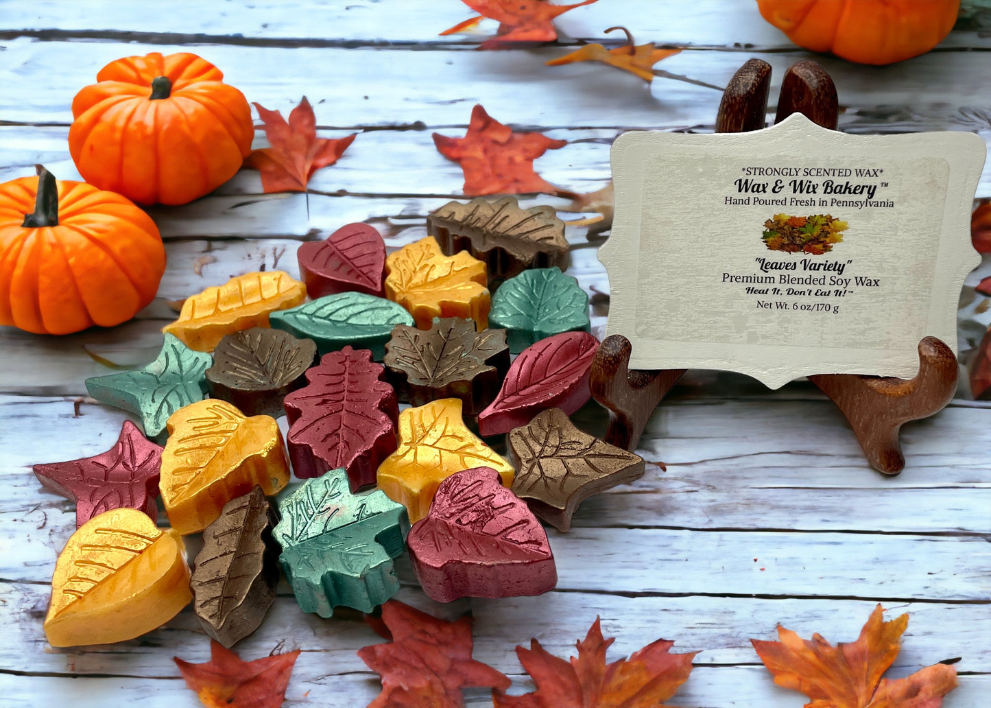 Leaves Wax Melts. 4 Scent Variety Pack. 6 Oz. Soy Wax Melts/Leaf Shaped/Strongly Scented Wax Melts/Wax Tarts for Wax Warmers/Fall Wax Melts